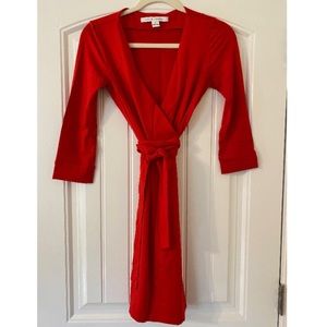 DVF Red Wrap Dress 0